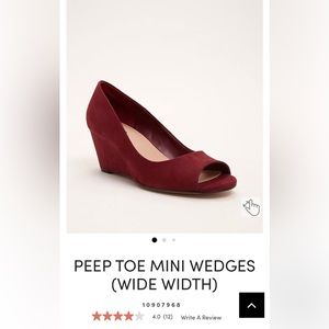 Torrid peep toe mini wedges burgundy 8.5 wide